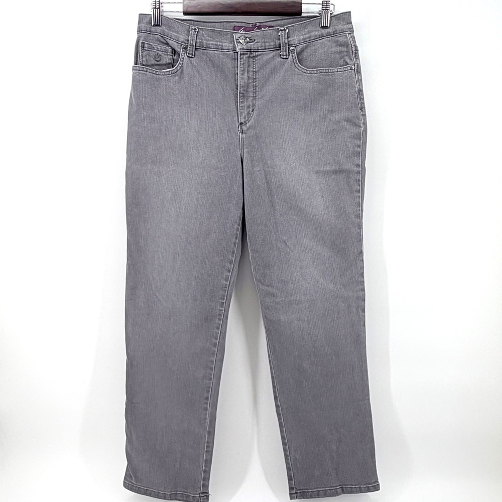 Gloria Vanderbilt Amanda Jeans Womens 12 Short Grey Tapered High Rise Stretch